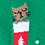 Green Carded Cotton Meowy Christmas Women's Sock